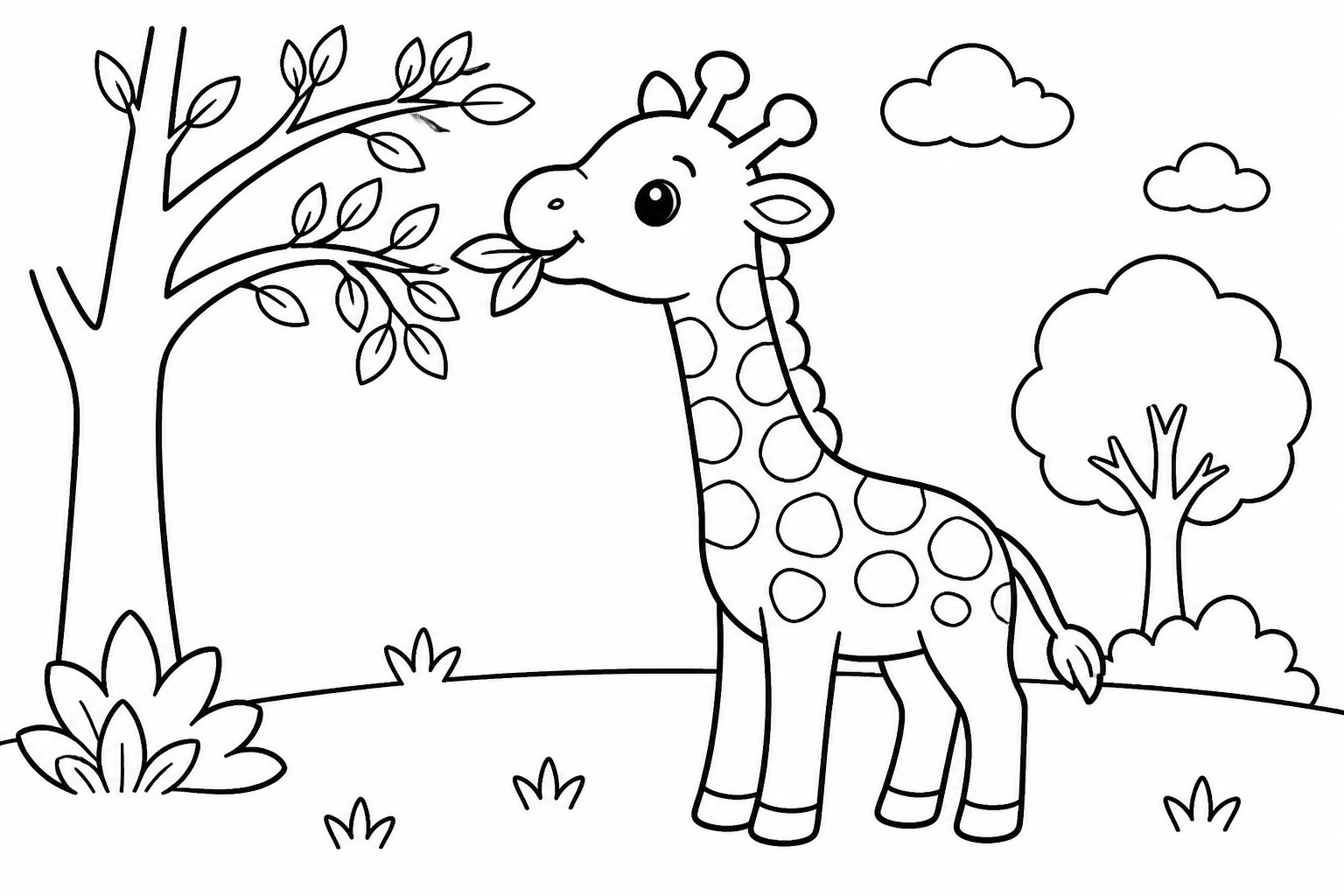 Petite girafe mangeant des feuilles