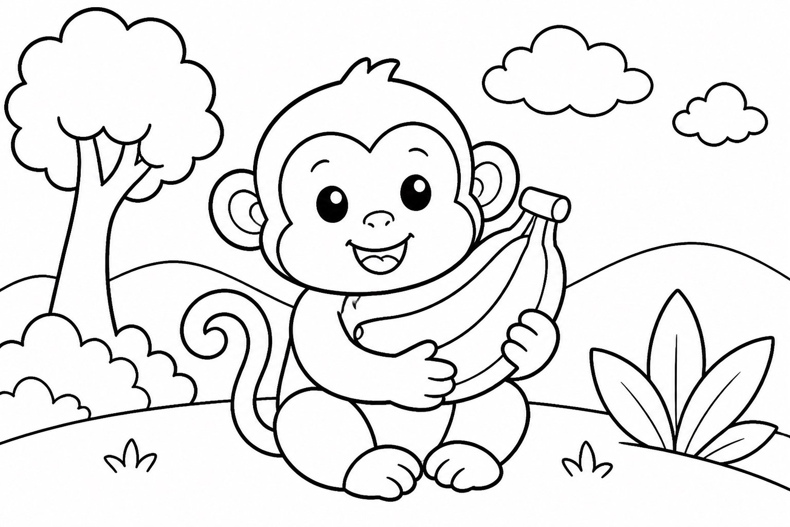 バナナを抱える子ザル