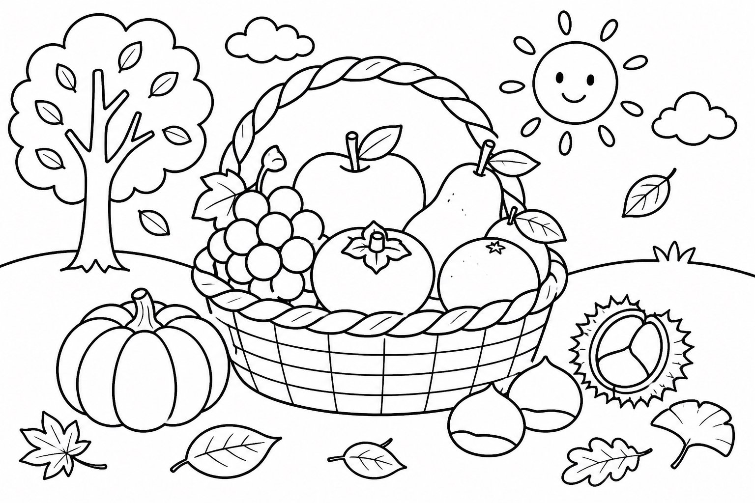 Cesta de frutas otoñales