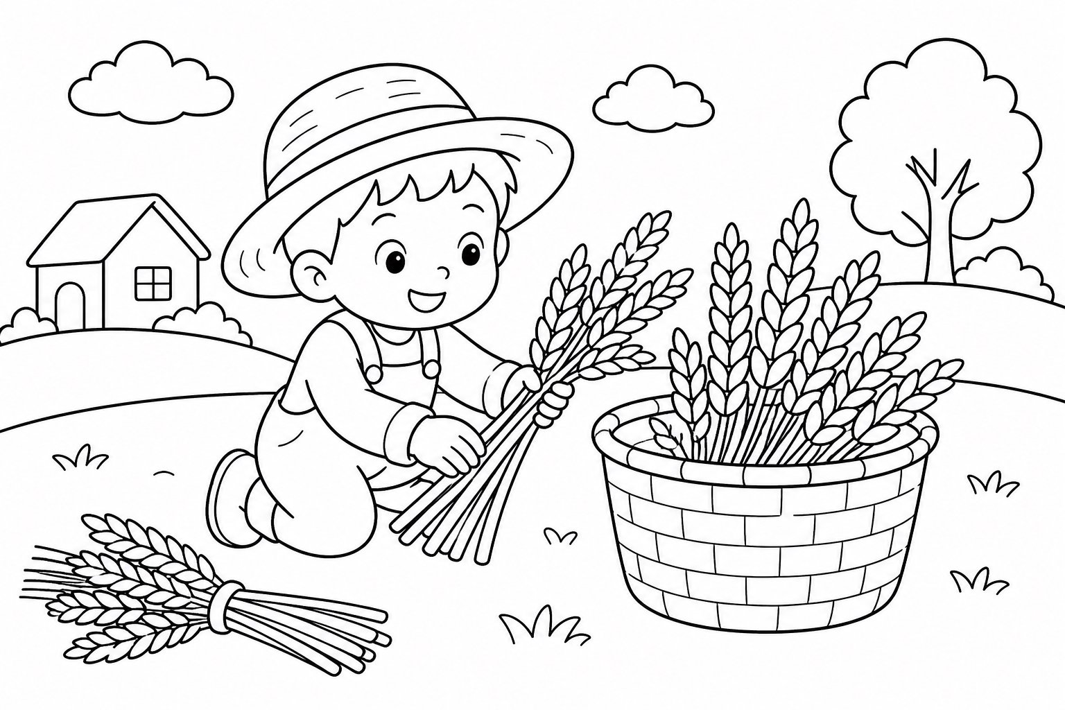 Kinder sortieren Weizenähren