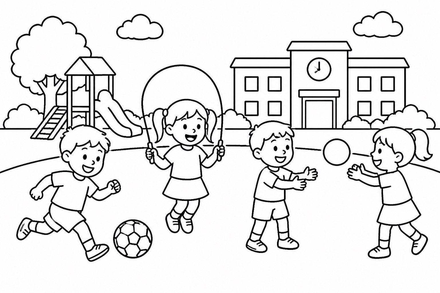 Brincando no pátio da escola