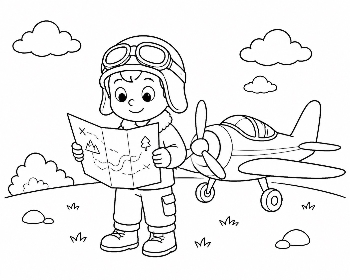 Pequeño piloto consultando un mapa