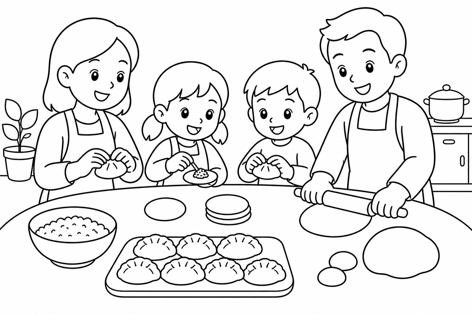 أطفال وعائلة يعدون الزلابية