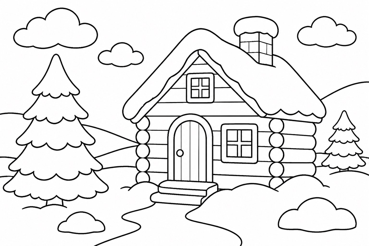 Casita de madera en la nieve
