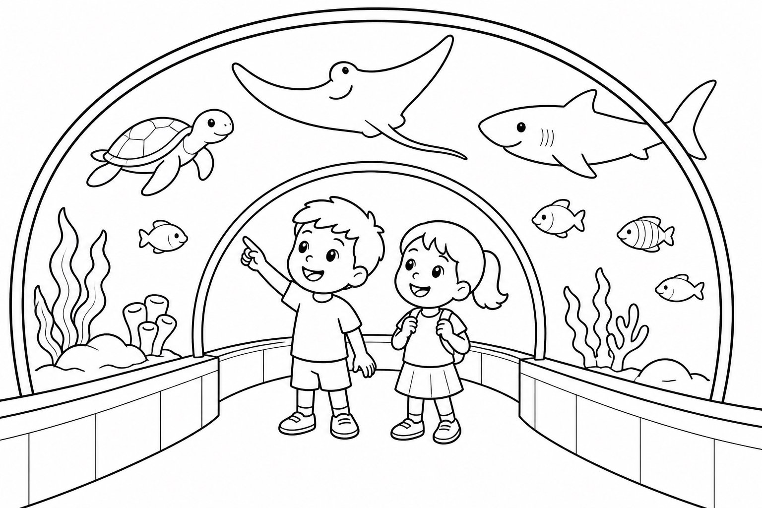 Túnel submarino en un acuario