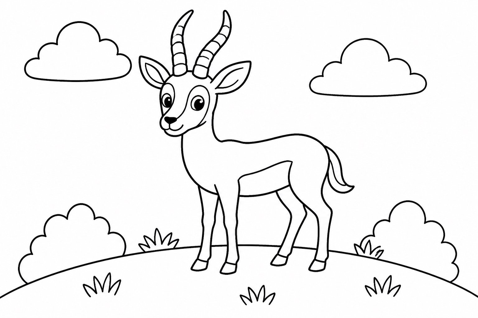 Antilope debout sur une colline herbeuse