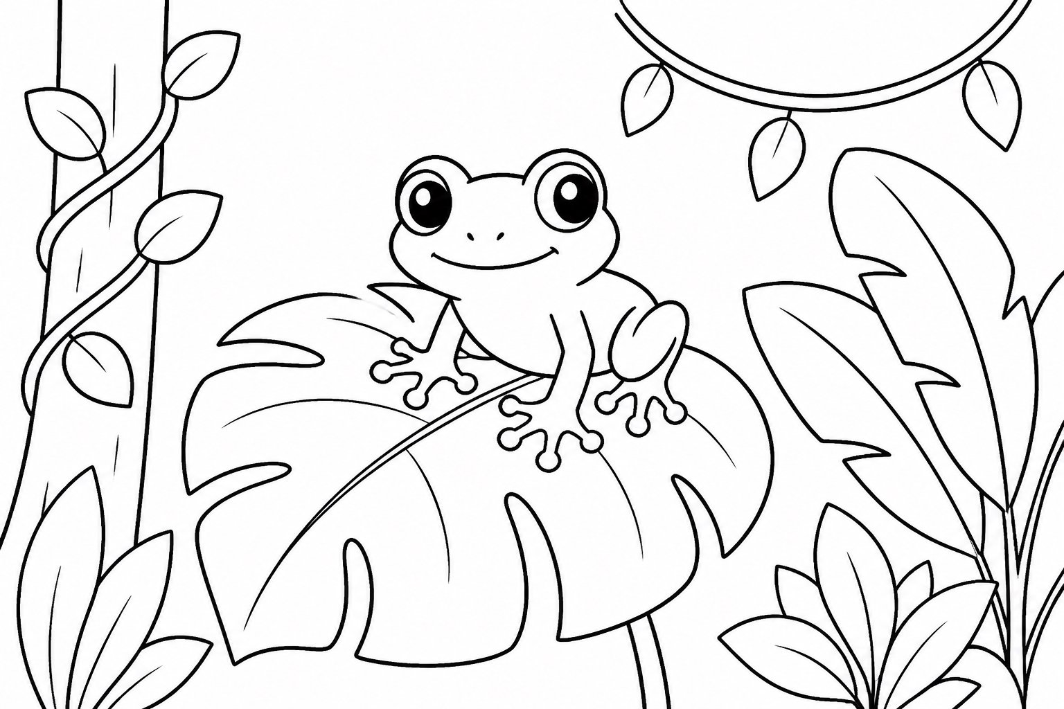 Laubfrosch sitzt auf einem großen Blatt