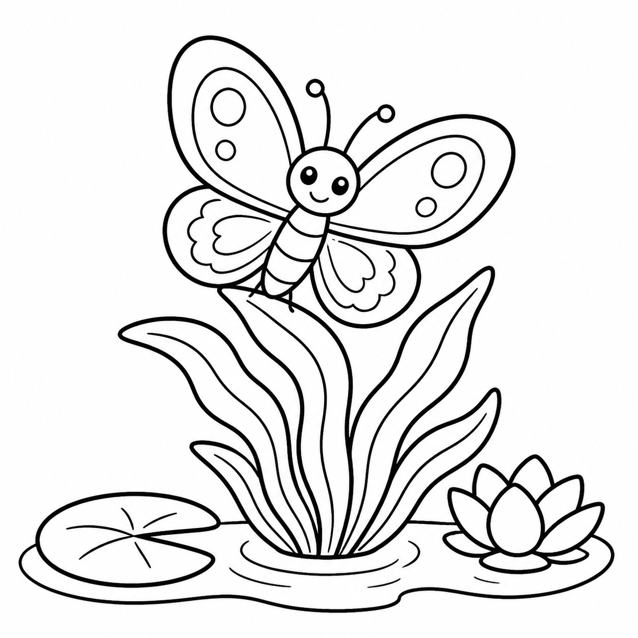 Papillon posé sur des plantes aquatiques