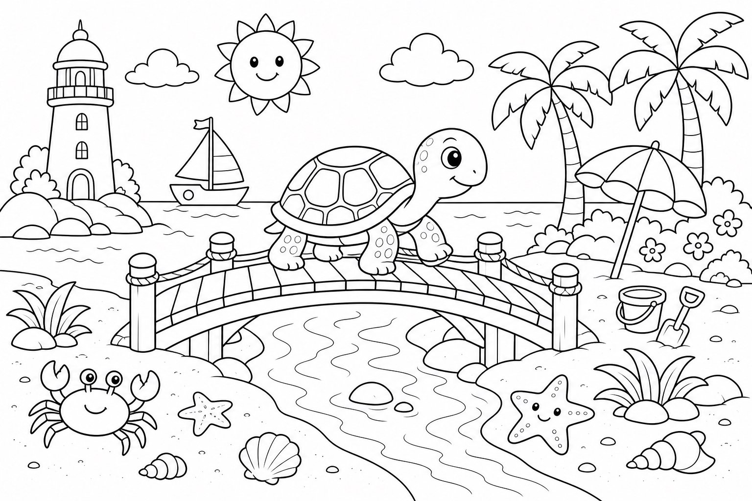 Tortue marine traversant un petit pont de plage