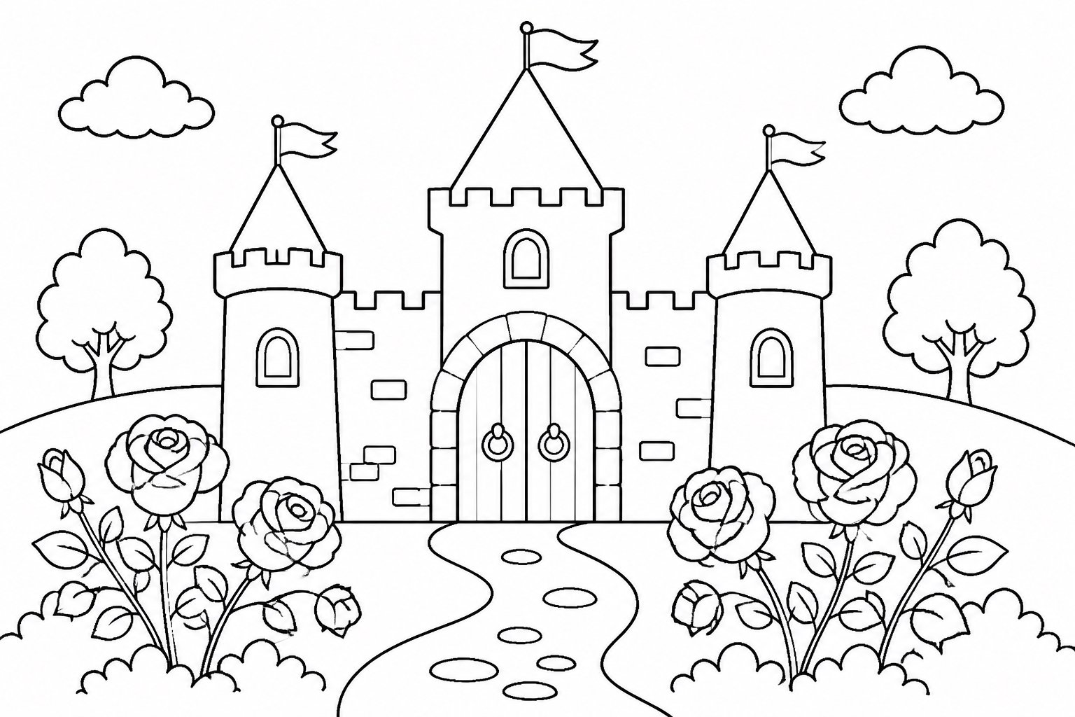 Roses à l’entrée du château