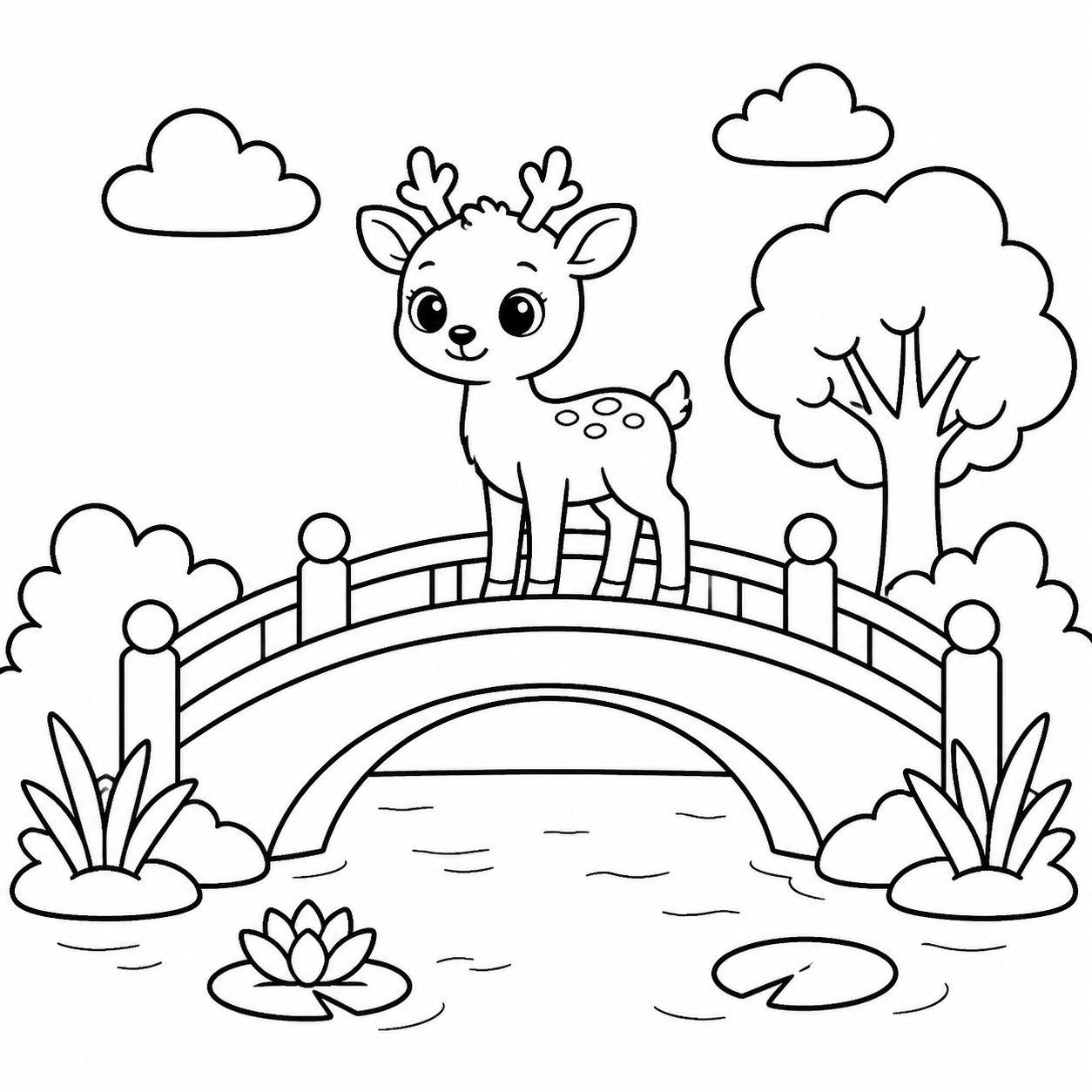 湖心桥上的小鹿