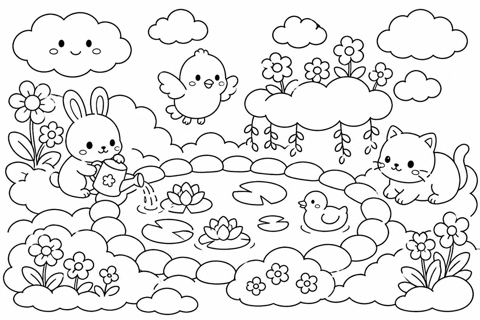 云朵花园里的小水池