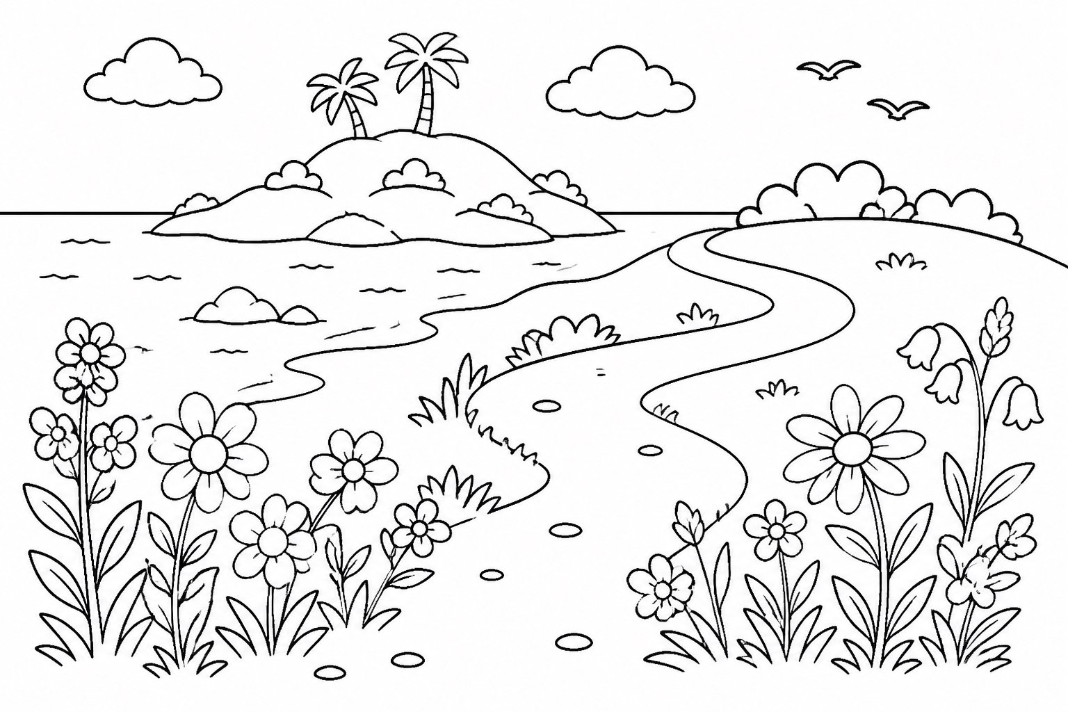 岛屿小路旁的野花