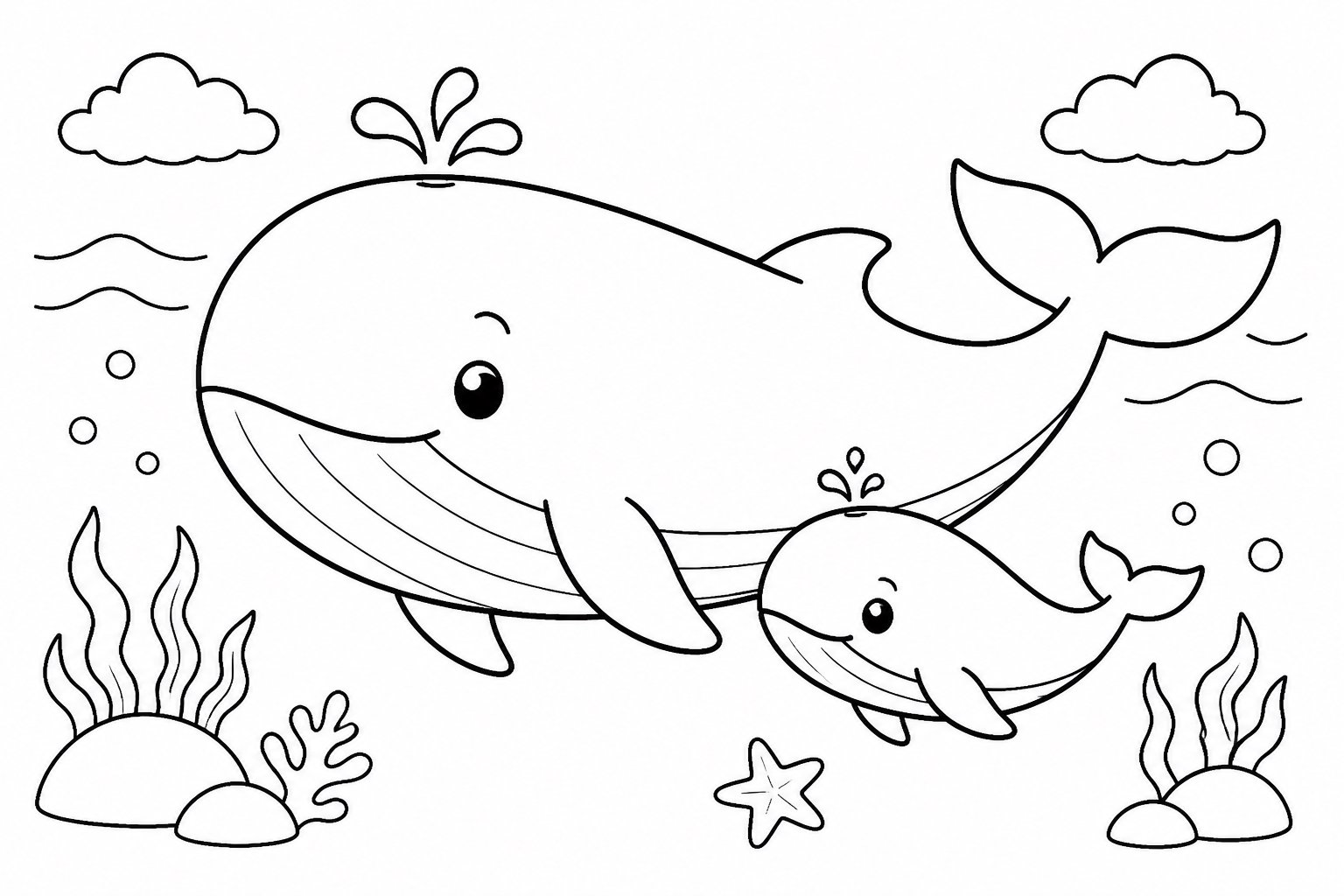 Ballena con su ballenato