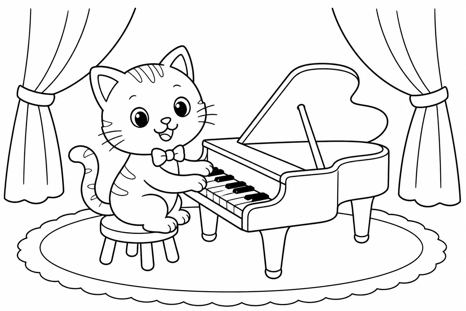 Chaton jouant du piano