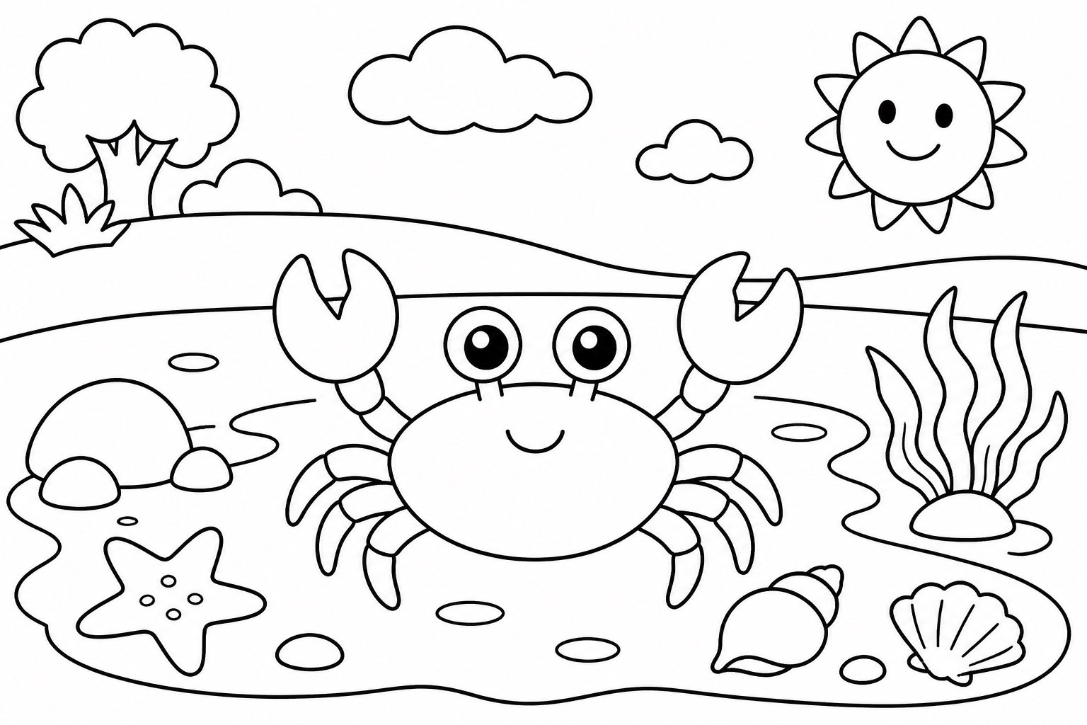 浅瀬の小さなカニ