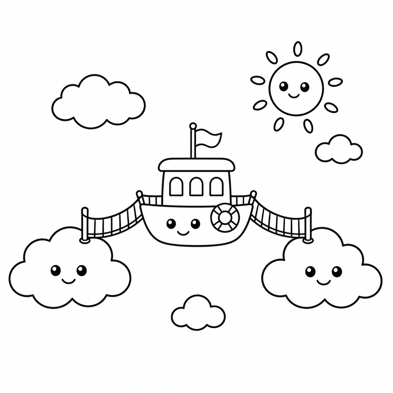 A pequena balsa celeste conecta duas nuvens