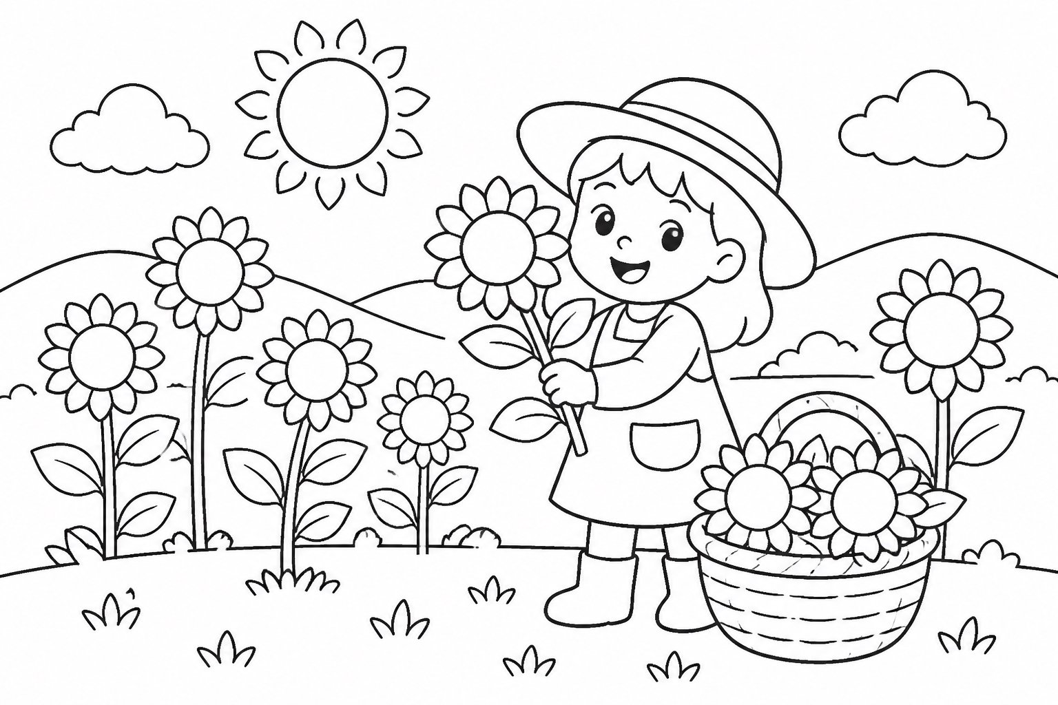 Recogiendo girasoles en el campo