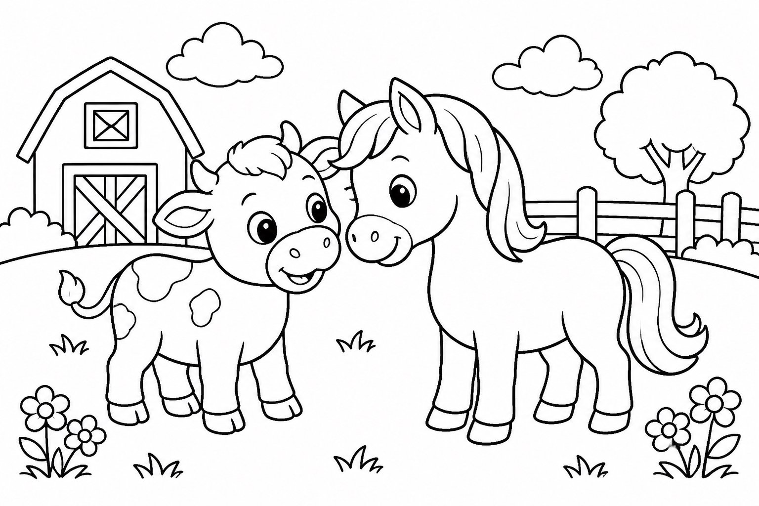 Le veau et le poney deviennent amis