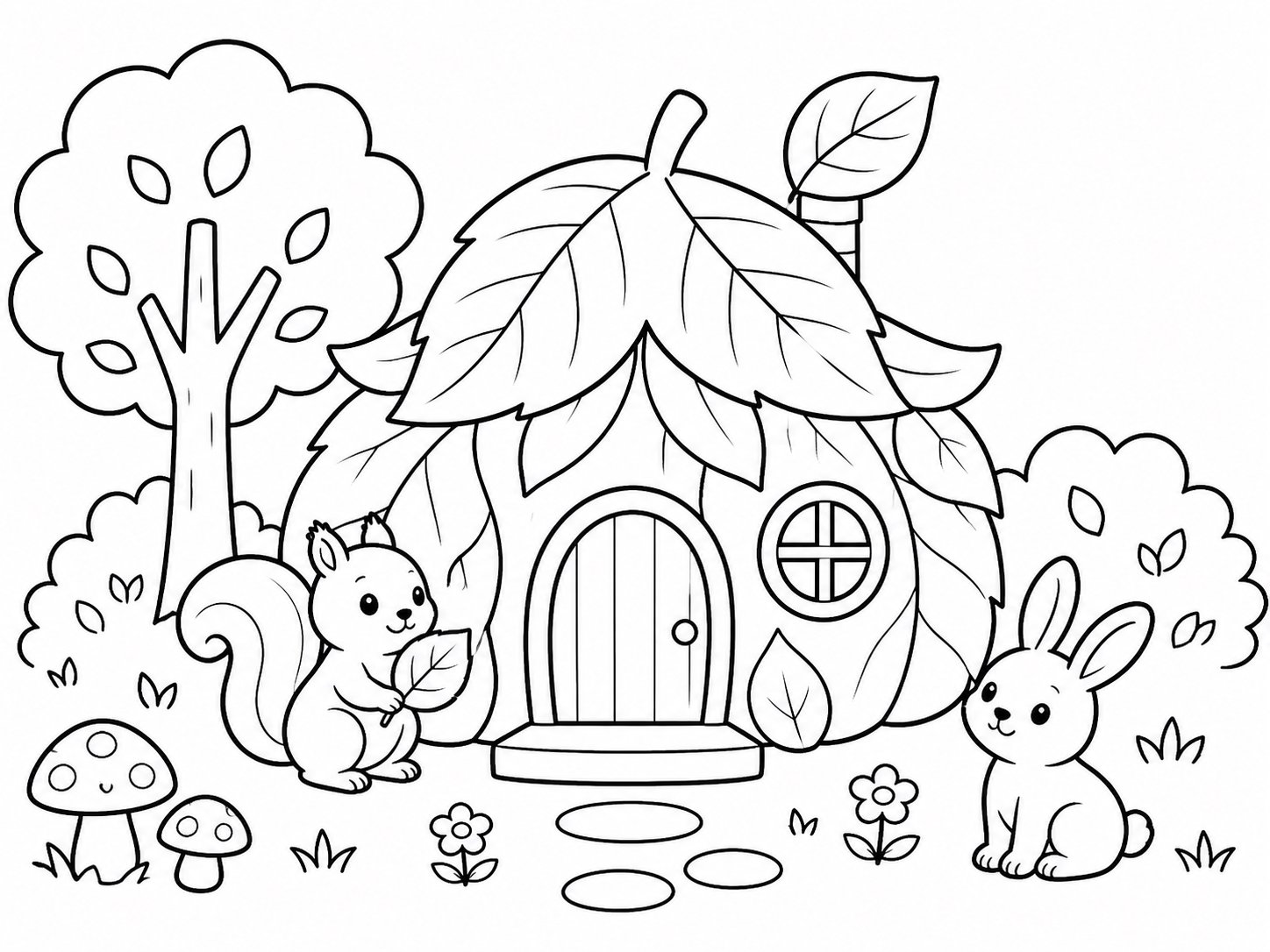 Maison de feuilles dans la forêt