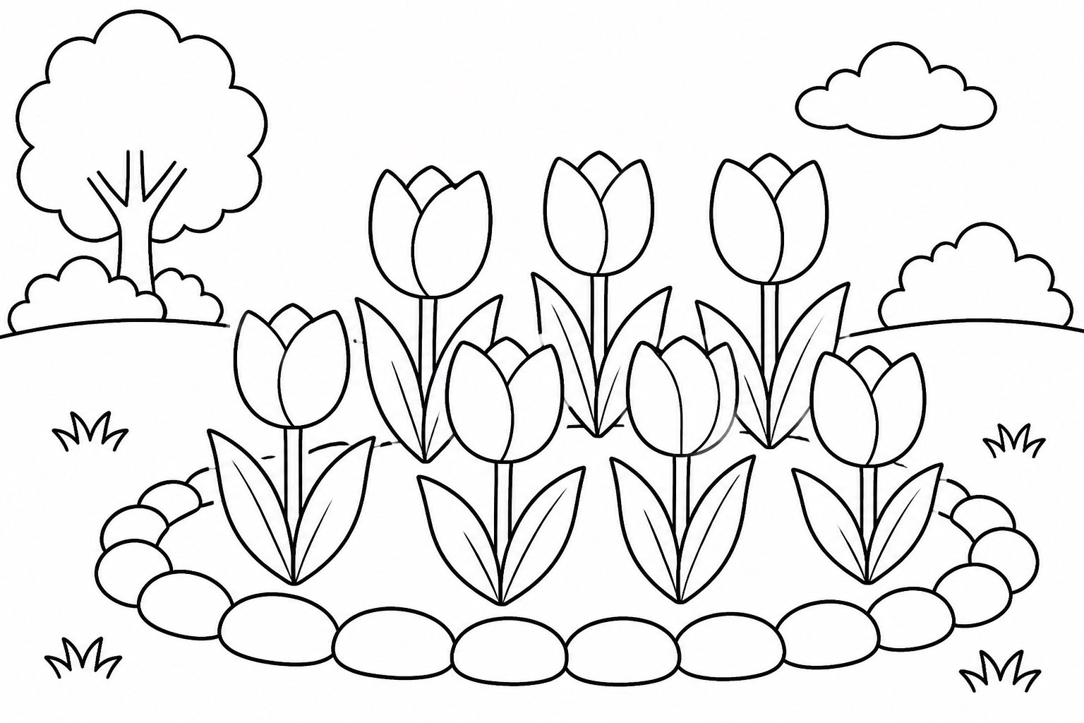 チューリップの小さな花壇