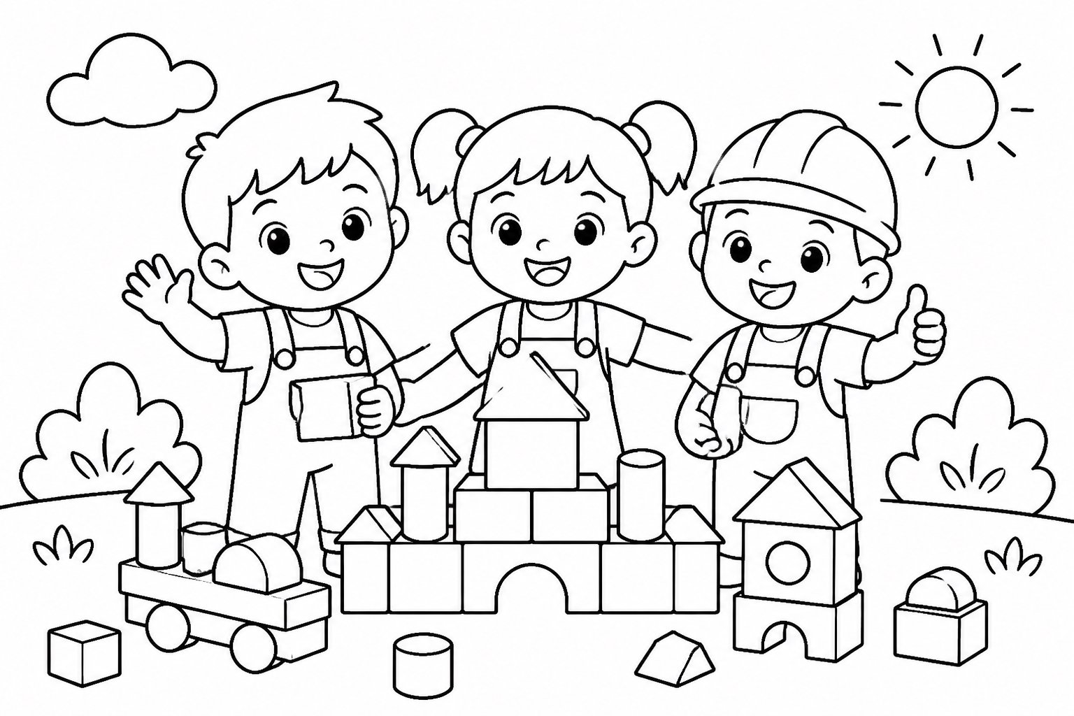 Photo de groupe de l’équipe de construction en blocs