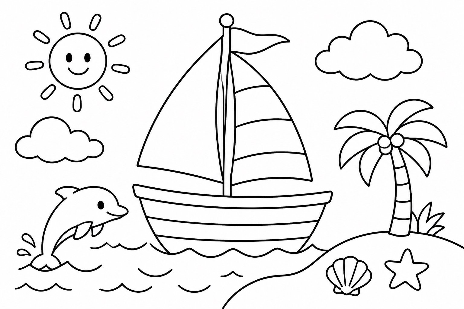 Маленький парусник у моря