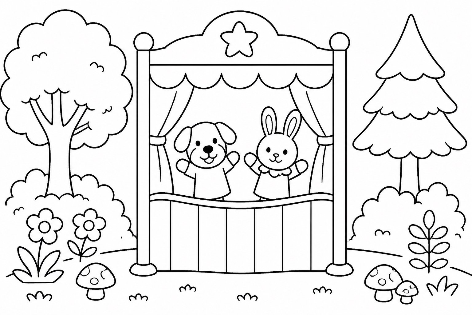 Décor de la forêt de marionnettes