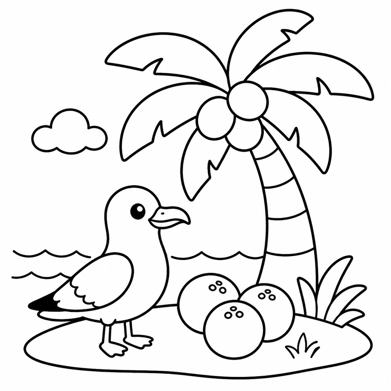 Oiseau marin veillant sur un palmier