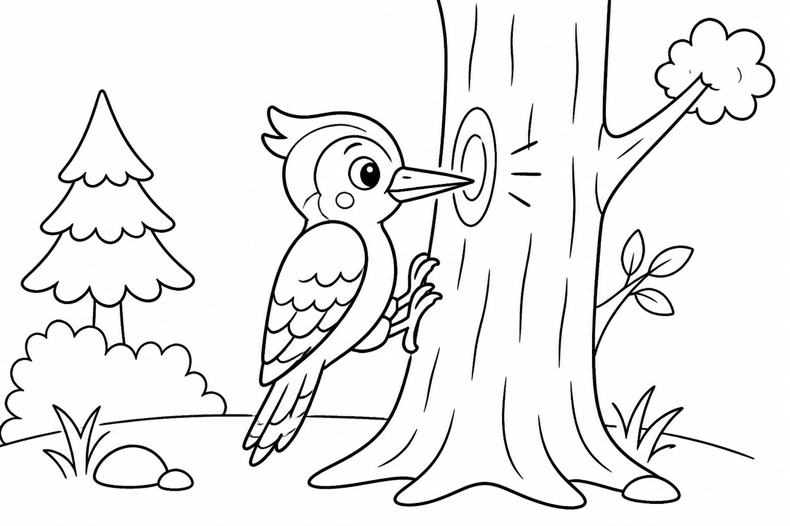 Petit pic tapant sur un tronc d’arbre