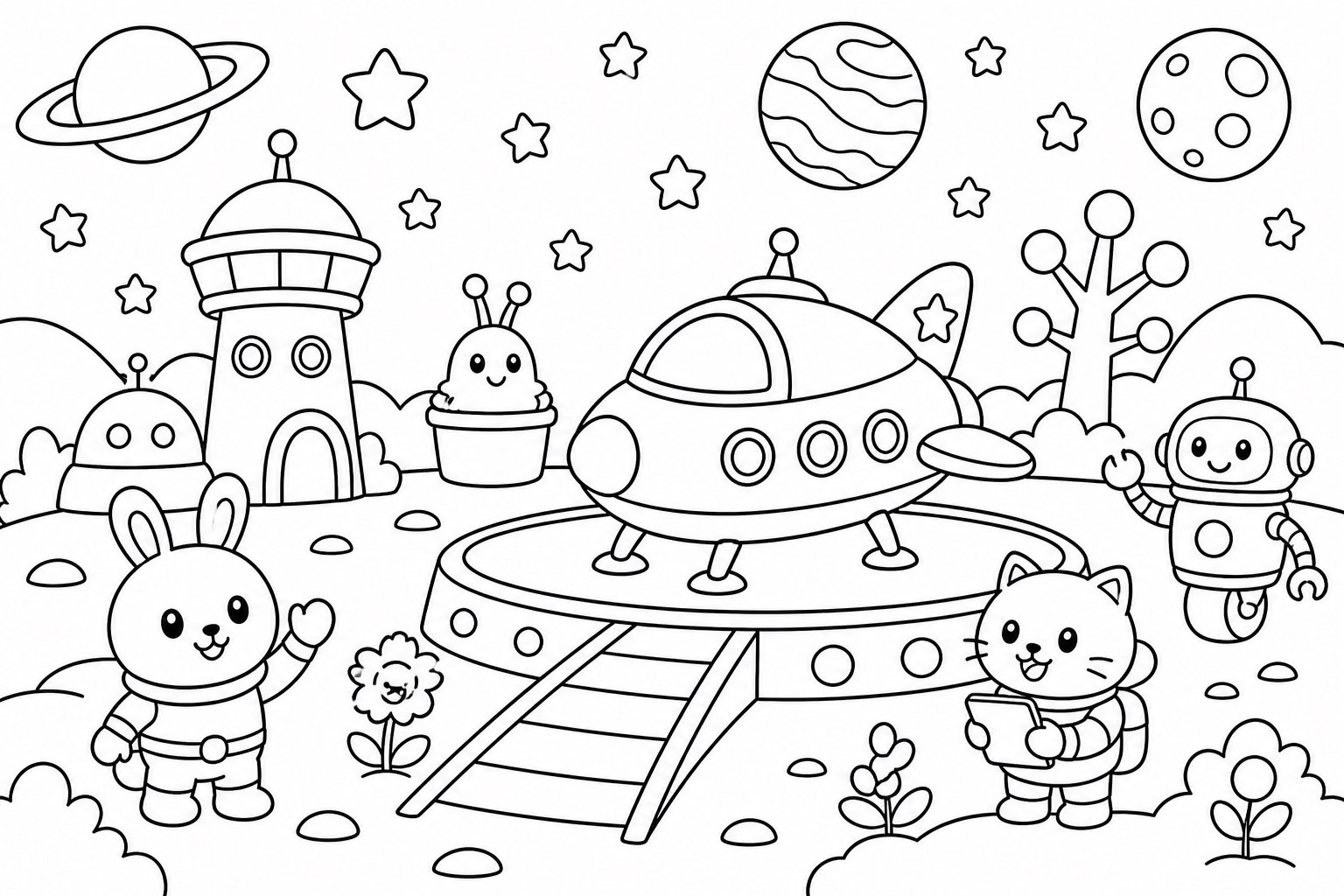 星星港口停着小飞船