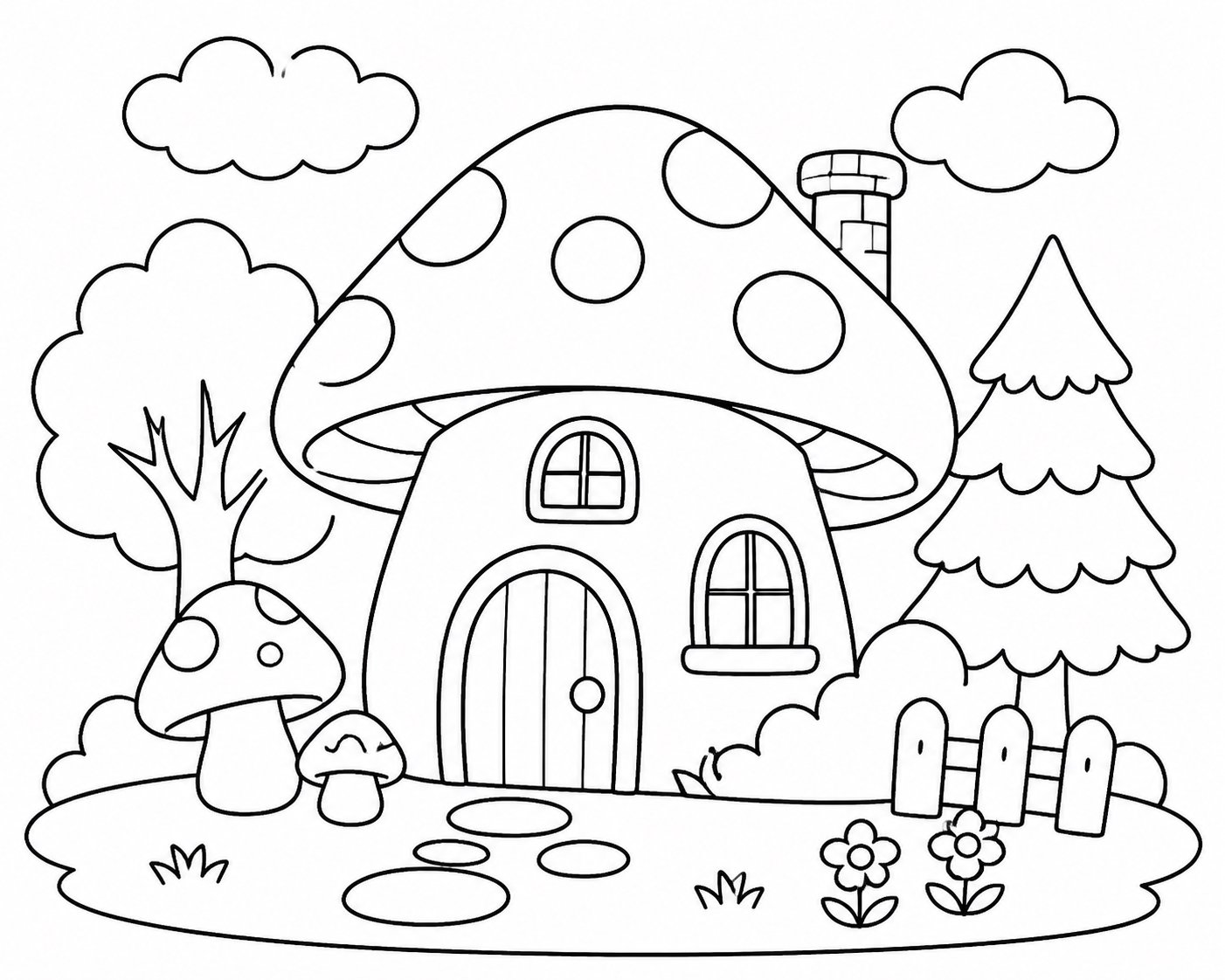 Maison champignon dans la forêt
