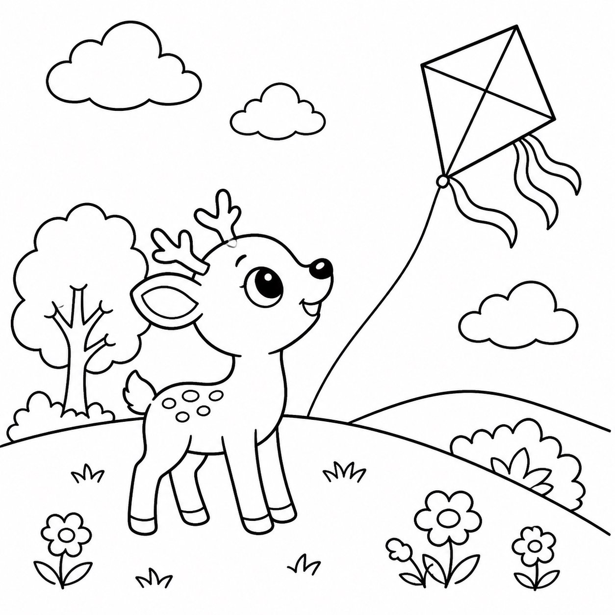 小鹿看天空风筝