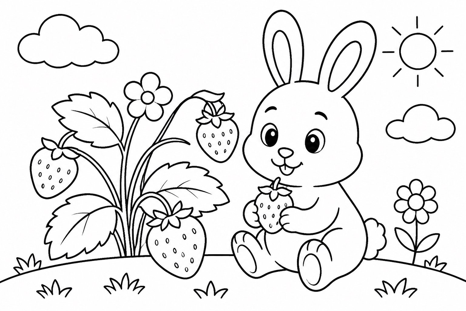 Petit lapin près des baies sauvages