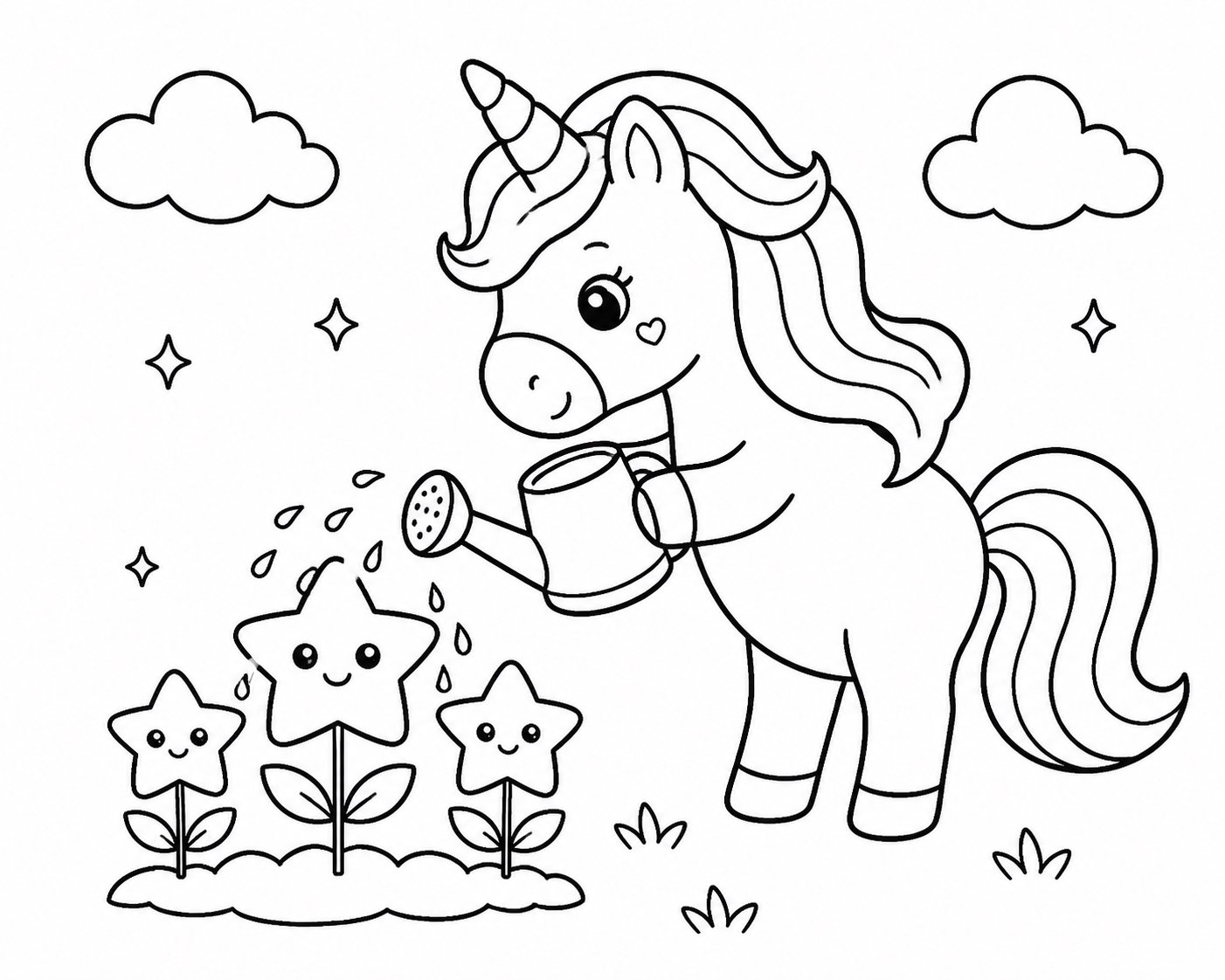 Licorne prenant soin d’une fleur étoilée