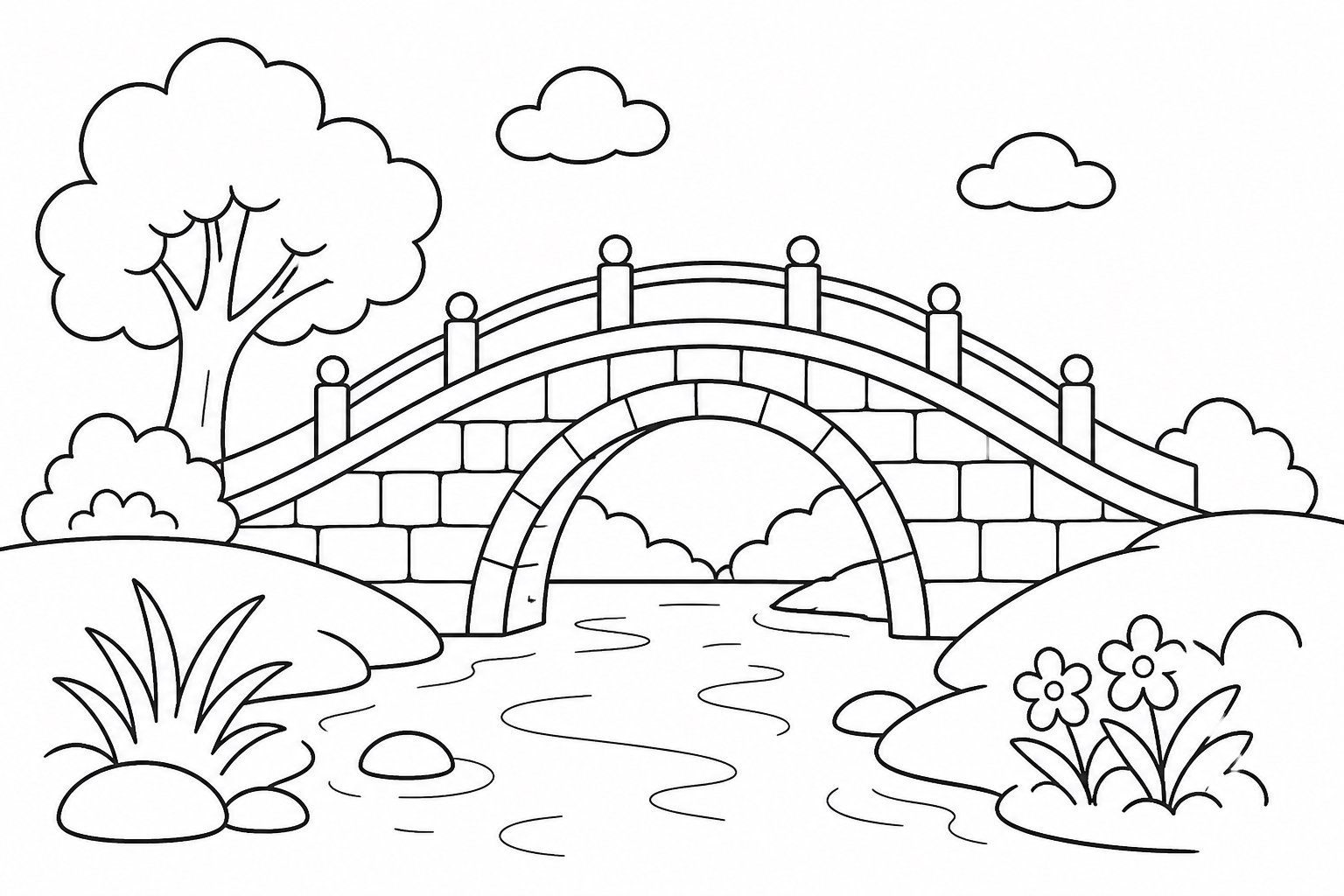 Pont en arche de pierre près de la rivière