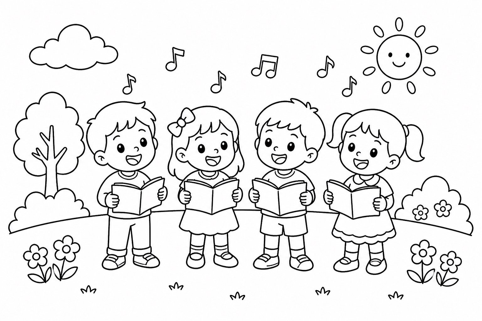 Niños cantando juntos