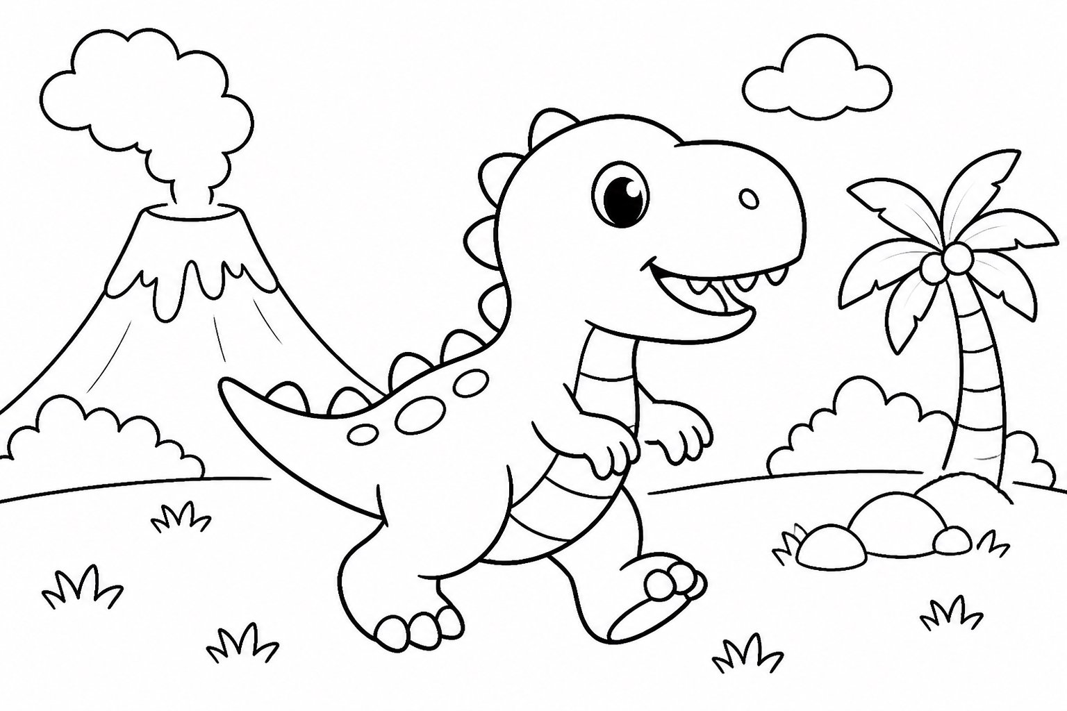 Pequeno T. rex passeando pela grama