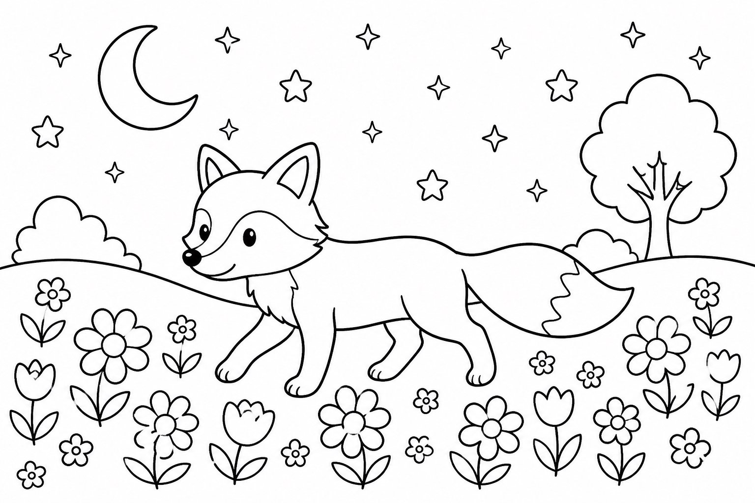 夜行狐狸经过花田