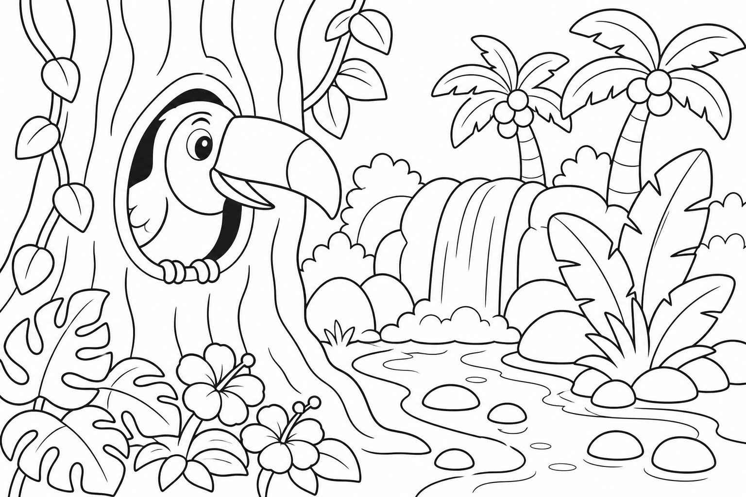 Toucan sortant la tête d’un creux d’arbre