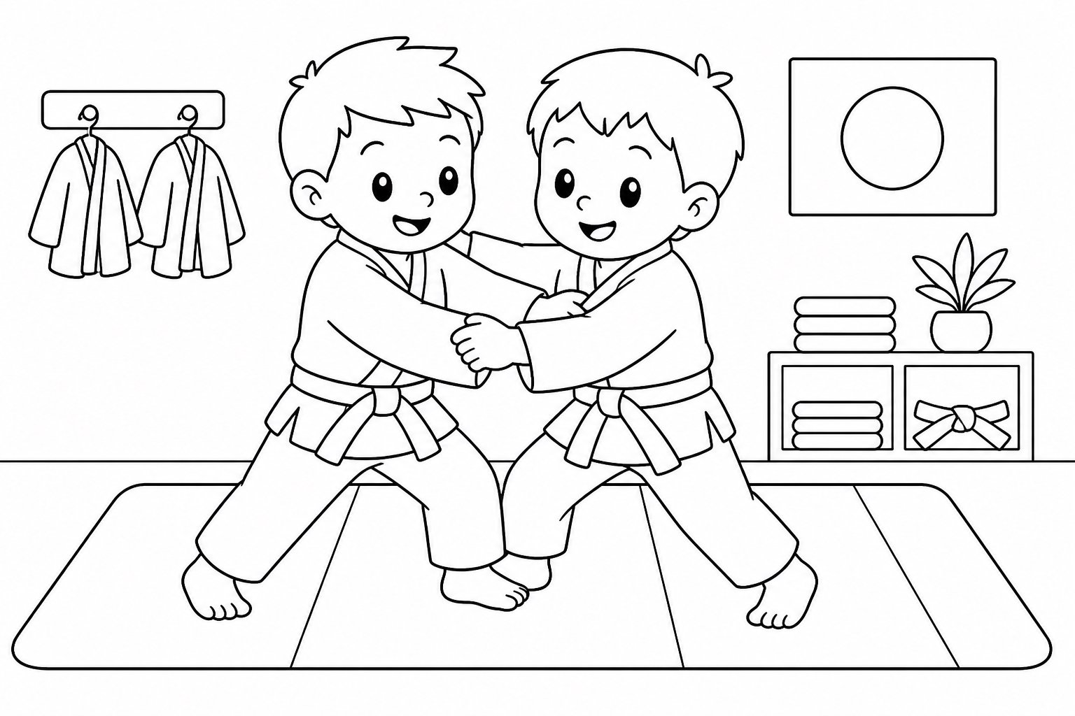 Práctica de judo en el dojo