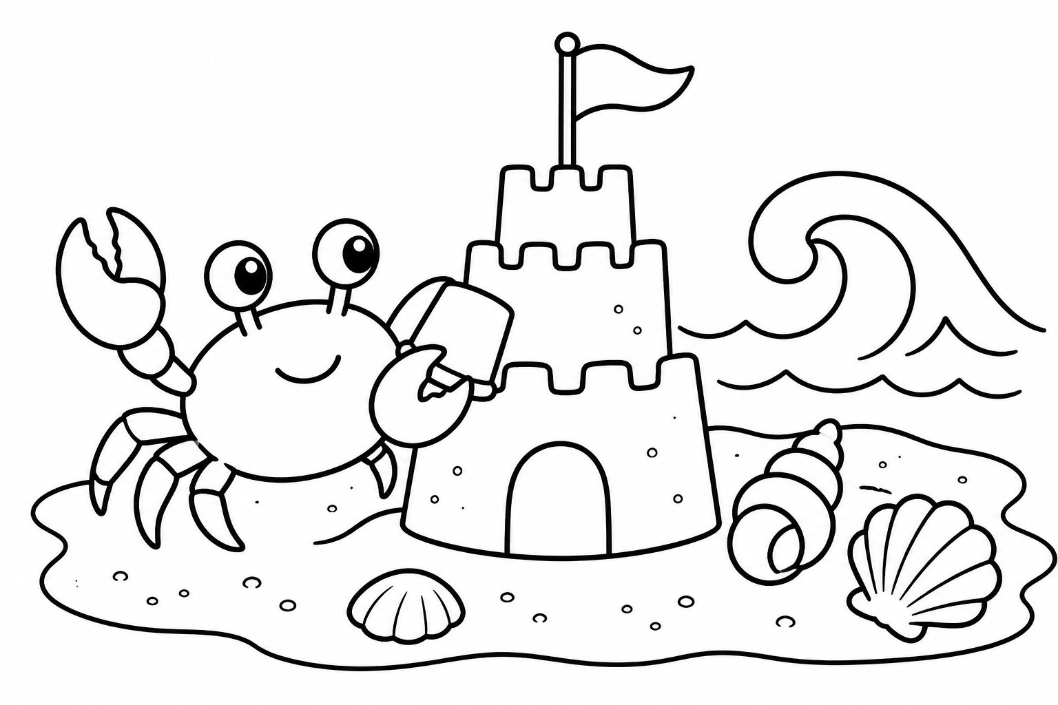 Petit crabe construisant un château de sable