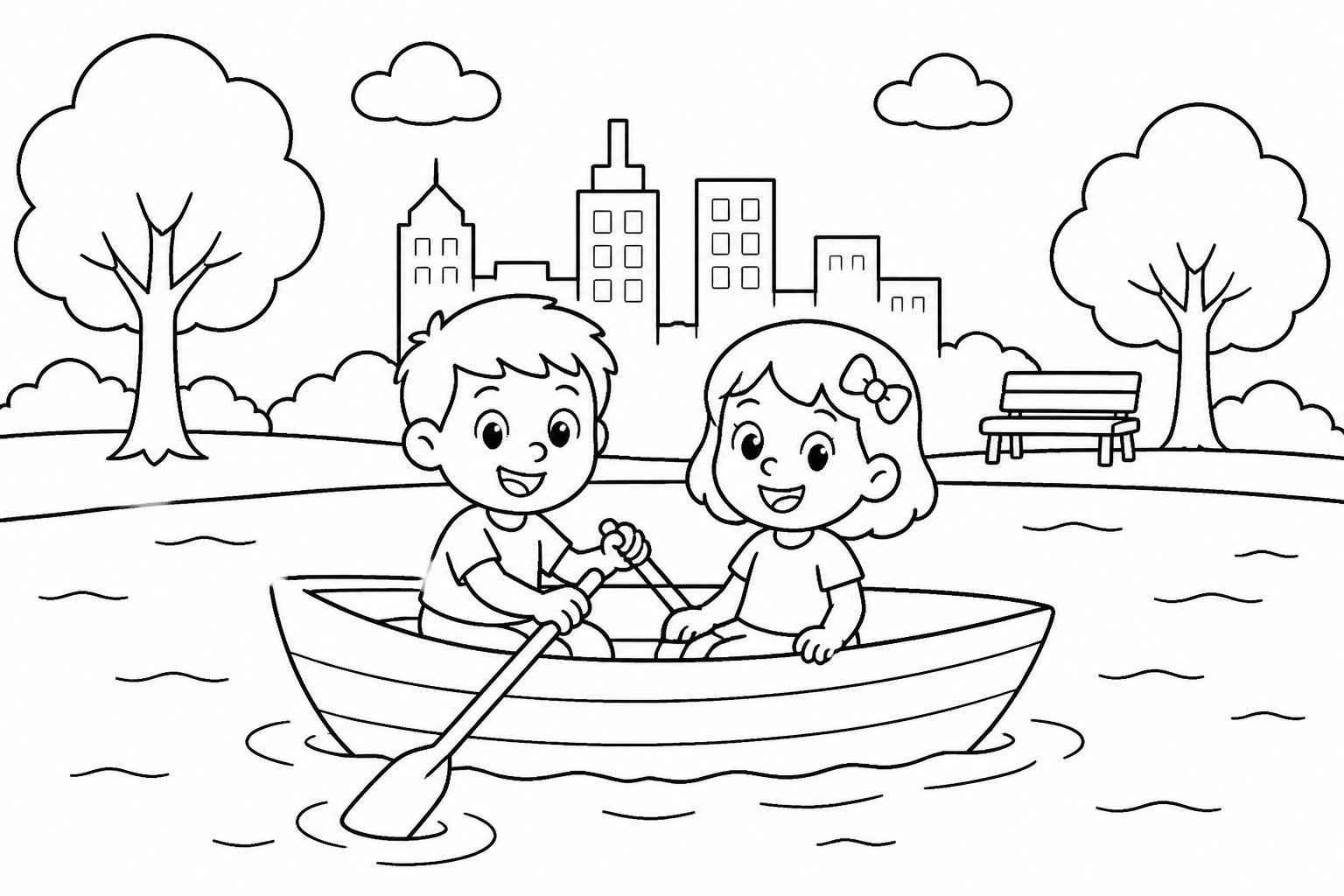 Passeio de barco no lago do parque