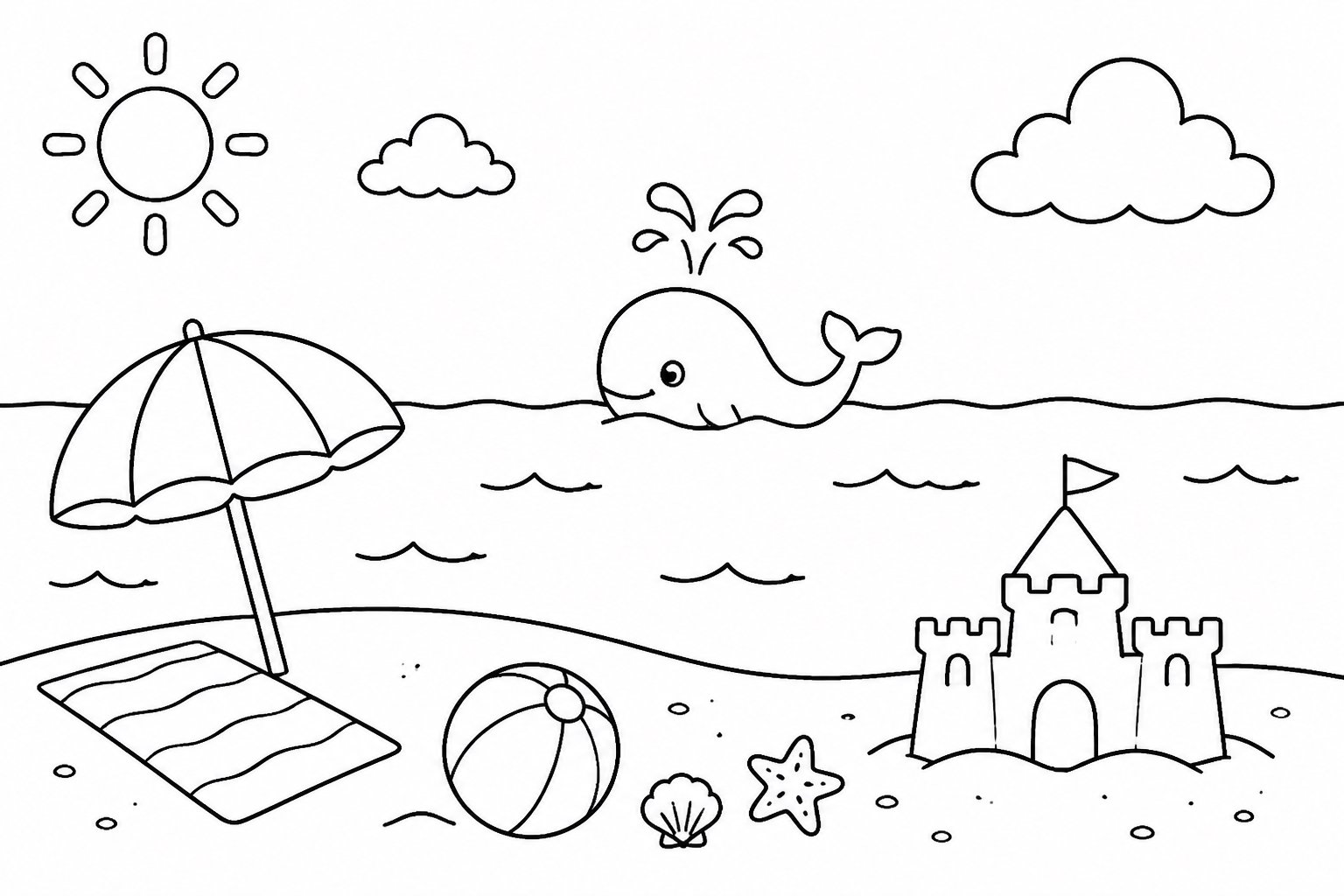 遠くで潮を吹く小さなクジラ