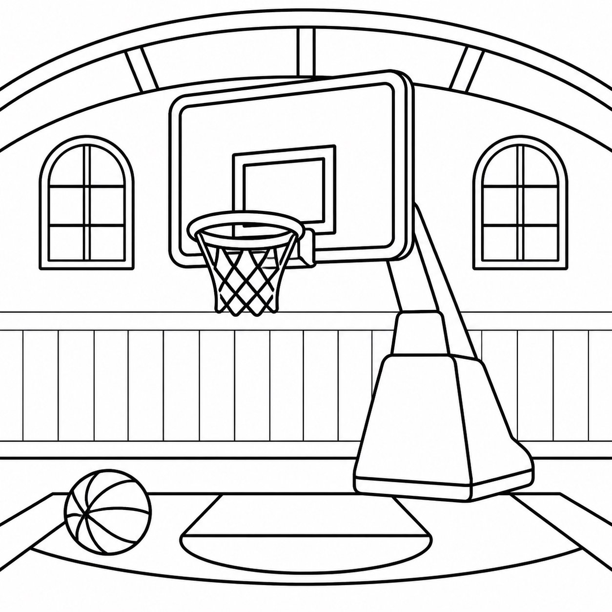 Canasta de baloncesto en el gimnasio