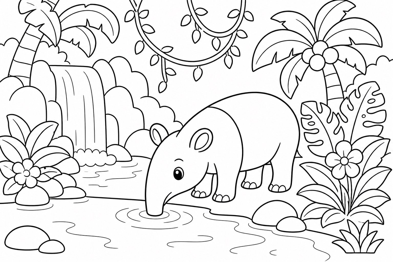Tapir buvant près de l’eau