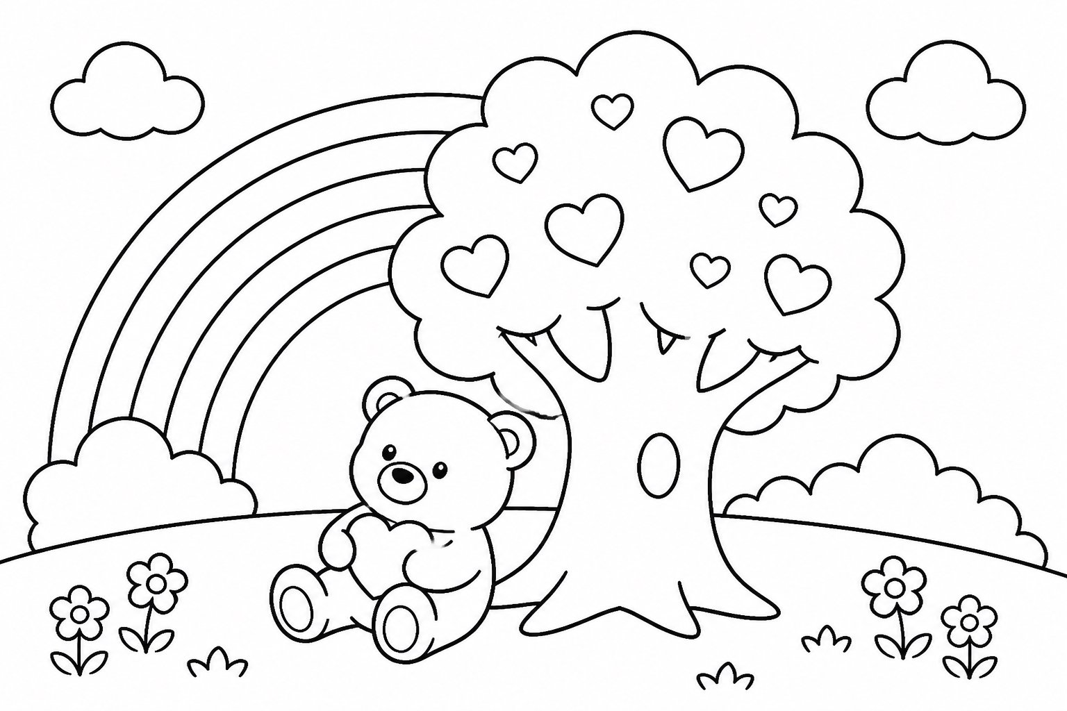 Petit ours sous l’arbre arc-en-ciel