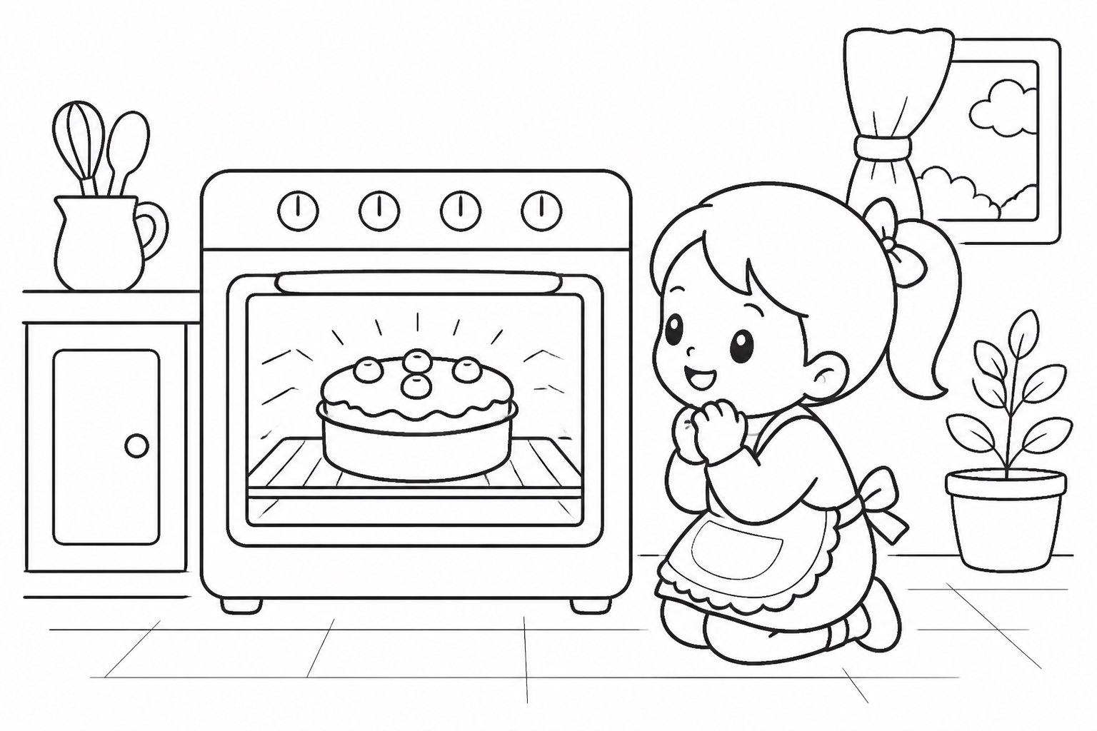 Observando um bolo junto ao forno