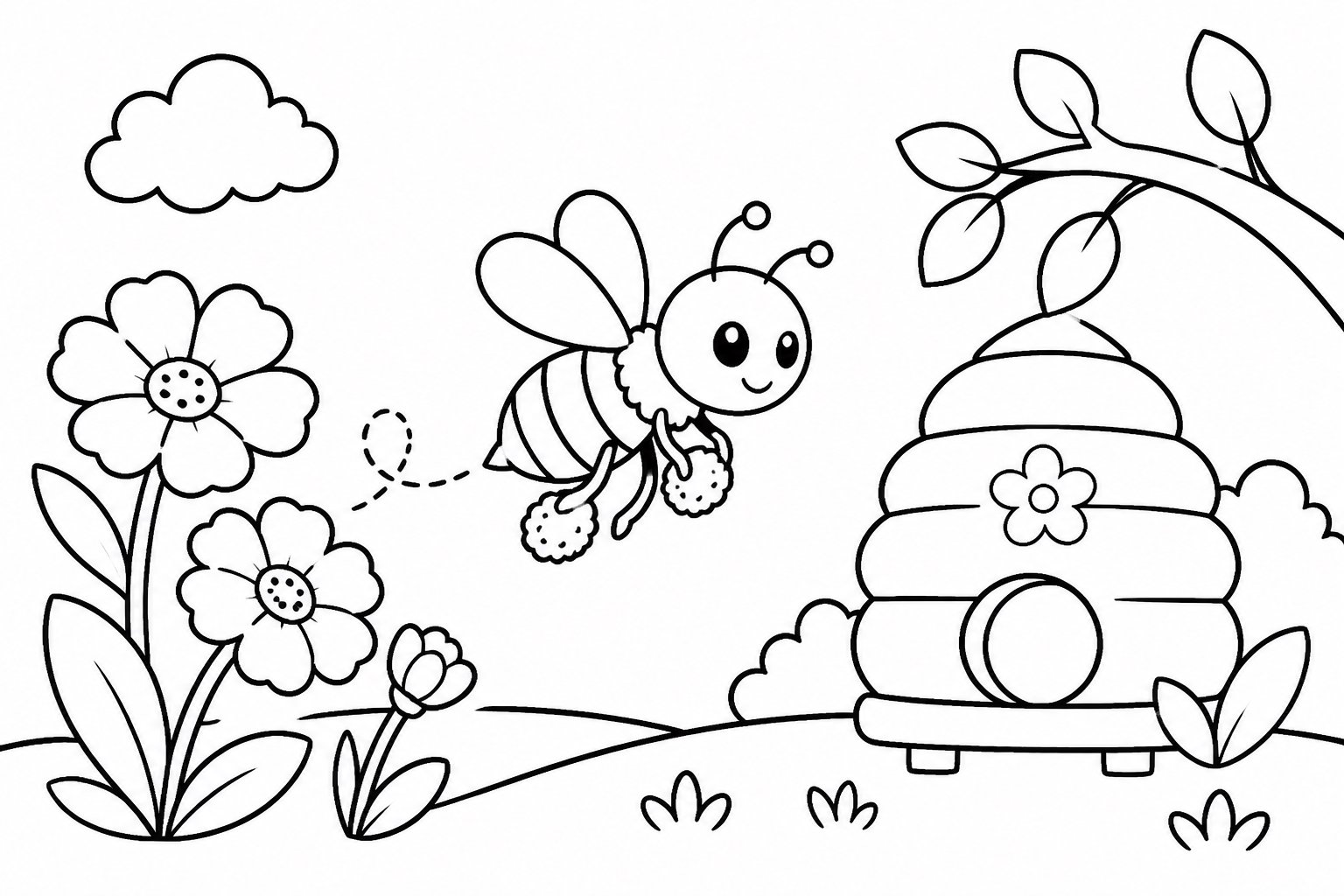 Abeja llevando polen a casa
