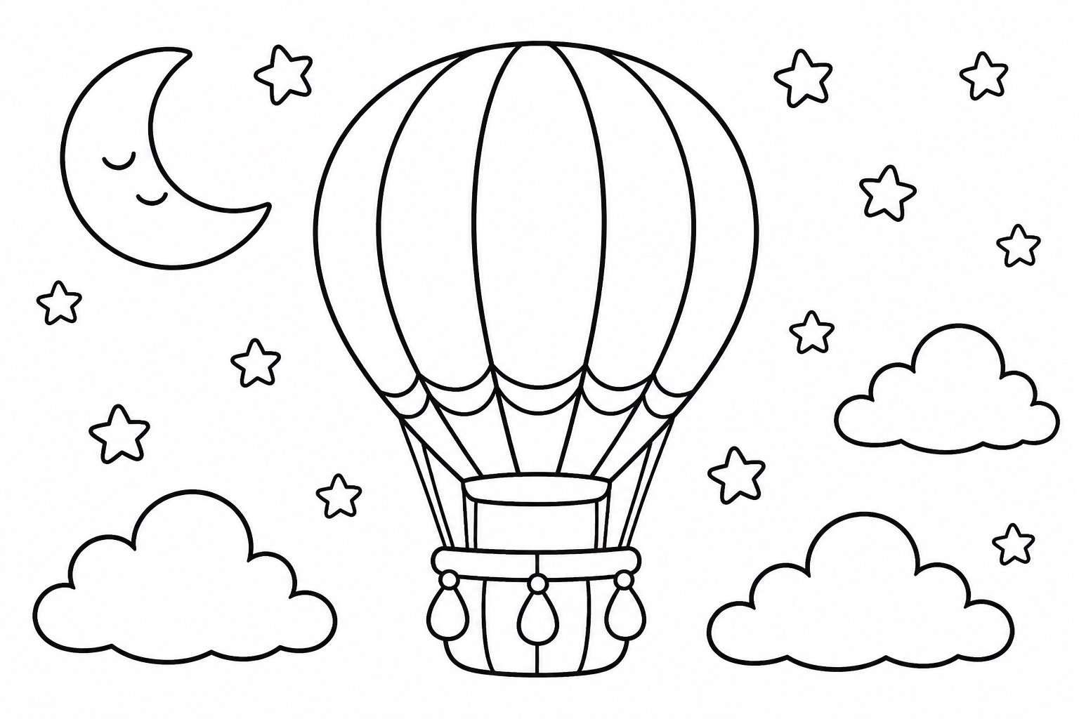 夜空中的热气球